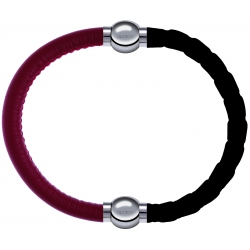 Apollon - Collection MiX Femme - cuir italien rouge - diamètre 5mm - longueur 9,25cm + cuir tressé italien noir - diamèt…