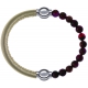 Apollon - Collection MiX Femme - cuir italien doré - diamètre 5mm - longueur 9,25cm + agate rouge, bronzite, pierre de s…