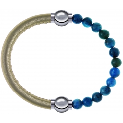 Apollon - Collection MiX Femme - cuir italien doré - diamètre 5mm - longueur 9,25cm + apatite - diamètre 6mm - longueur …