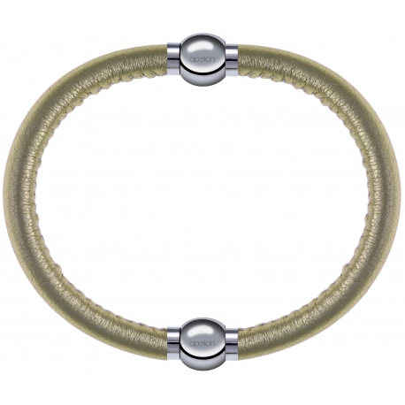 Apollon - Collection MiX Femme - cuir italien doré - diamètre 5mm - longueur 9,25cm + cuir italien doré - diamètre 5mm -…