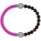 Apollon - Collection MiX Femme - cuir italien rose - diamètre 5mm - longueur 9,25cm + œil de tigre - diamètre 6mm - long…