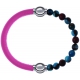 Apollon - Collection MiX Femme - cuir italien rose - diamètre 5mm - longueur 9,25cm + agate bleu clair, bronzite, pierre…