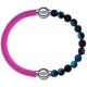 Apollon - Collection MiX Femme - cuir italien rose - diamètre 5mm - longueur 9,25cm + agate bleu clair, bronzite, pierre…