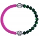 Apollon - Collection MiX Femme - cuir italien rose - diamètre 5mm - longueur 9,25cm + malachite - diamètre 6mm - longueu…