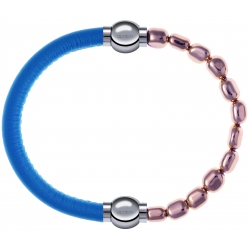 Apollon - Collection MiX Femme - cuir italien turquoise - diamètre 5mm - longueur 9,25cm + hématite rosé - diamètre 6mm …