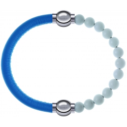 Apollon - Collection MiX Femme - cuir italien turquoise - diamètre 5mm - longueur 9,25cm + agate blanche - diamètre 6mm …