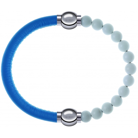 Apollon - Collection MiX Femme - cuir italien turquoise - diamètre 5mm - longueur 9,25cm + agate blanche - diamètre 6mm …