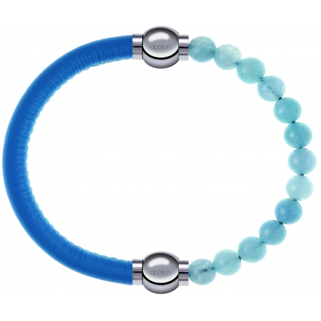 Apollon - Collection MiX Femme - cuir italien turquoise - diamètre 5mm - longueur 9,25cm + jade bleue - diamètre 6mm - l…