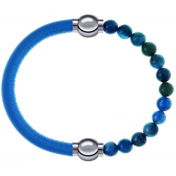 Apollon - Collection MiX Femme - cuir italien turquoise - diamètre 5mm - longueur 9,25cm + apatite - diamètre 6mm - long…