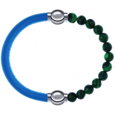 Apollon - Collection MiX Femme - cuir italien turquoise - diamètre 5mm - longueur 9,25cm + malachite - diamètre 6mm - lo…