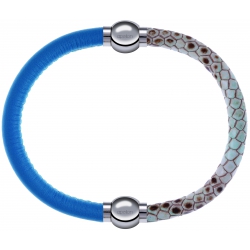 Apollon - Collection MiX Femme - cuir italien turquoise - diamètre 5mm - longueur 9,25cm + cuir italien impression peau …