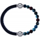 Apollon - Collection MiX Femme - cuir italien noir - diamètre 5mm - longueur 9,25cm + agate bleu clair, bronzite, pierre…