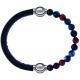 Apollon - Collection MiX Femme - cuir italien noir - diamètre 5mm - longueur 9,25cm + agate bleu foncé, bronzite, pierre…