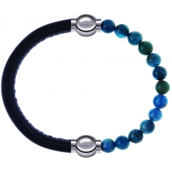 Apollon - Collection MiX Femme - cuir italien noir - diamètre 5mm - longueur 9,25cm + apatite - diamètre 6mm - longueur …