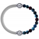 Apollon - Collection MiX Femme - cuir italien blanc - diamètre 5mm - longueur 9,25cm + agate bleu clair, bronzite, pierr…