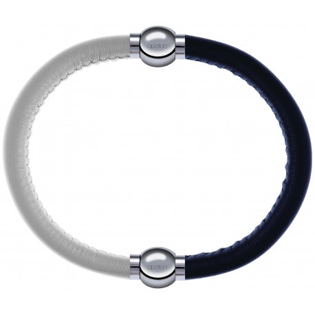 Apollon - Collection MiX Femme - cuir italien blanc - diamètre 5mm - longueur 9,25cm + cuir italien noir - diamètre 5mm …