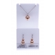 Parure argent rhodié 3g - collier 42cm + boucles d'oreille - perle swarovski rosé