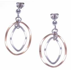 Boucles d'oreille argent rhodié 4,4g - 2 tons rosé et rhodié