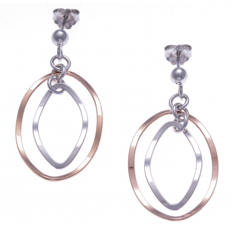 Boucles d'oreille argent rhodié 4,4g - 2 tons rosé et rhodié