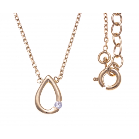 Collier plaqué or - goutte - zircon - 38+4cm