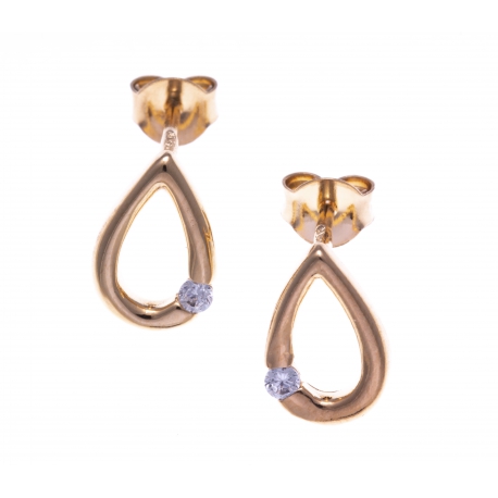 Boucles d'oreille plaqué or - goutte - zircons