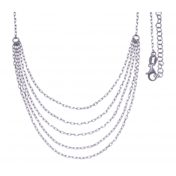 Collier argent rhodié 4,6g - 5-rangs - 42+5cm