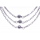 Collier argent rhodié 3,6g - 3-rangs - 42+5cm