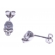 Boucles d'oreille argent rhodié 1,6g -  tête de mort - zircons