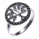 Bague argent rhodié 3,1g - arbre de vie - marcassites - zircons - T50 â  60