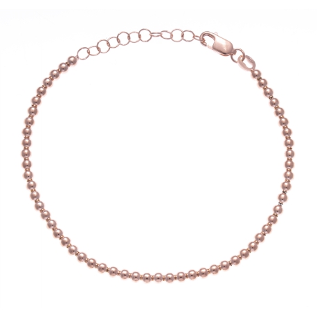 Bracelet argent rhodié rosé boules - 17+3cm