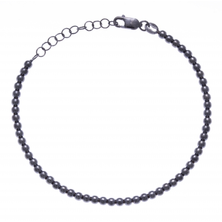 Bracelet argent rhodié 4,4g - ruthénium - boules - 17+3cm