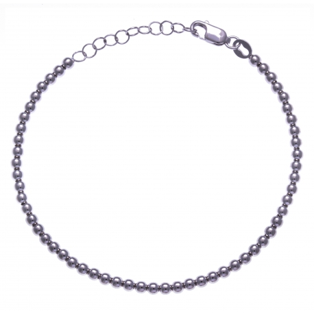 Bracelet argent rhodié 4,4g - boules - 17+3cm