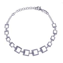 Bracelet argent rhodié 4,6g - carrés - 17+3cm