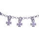 Bracelet argent rosé 3,3g - fleurs breloques - 17+3cm