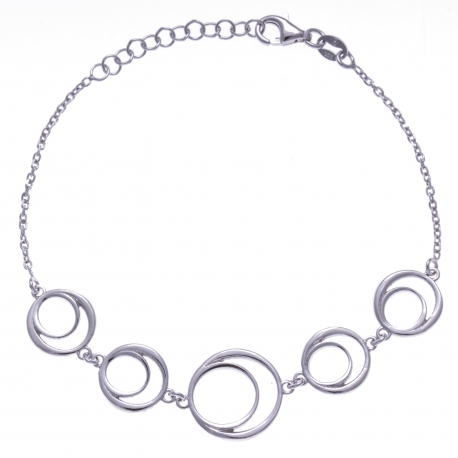 Bracleet argent rhodié 5g - ronds - 17+3cm