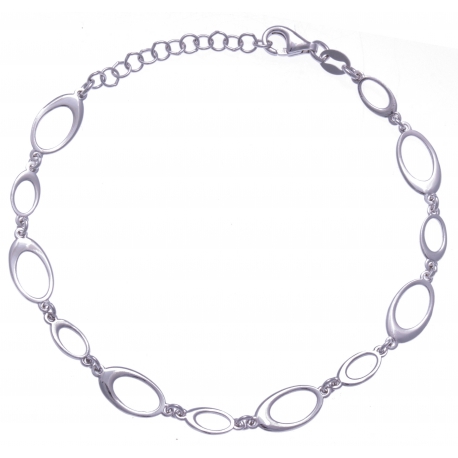 Bracelet argent rhodié 3,6g - ovales - 17+3cm