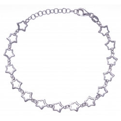 Braclet argent rhodié 3,6g - étoiles - 17+3cm