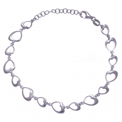 Braclet argent rhodié 4,1g - coeurs - 17+3cm