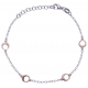 Bracelet argent rhodié 2,3g - 2 tons rhodié et rosé - ronds - 17+3cm