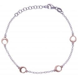 Bracelet argent rhodié 2,3g - 2 tons rhodié et rosé - ronds - 17+3cm