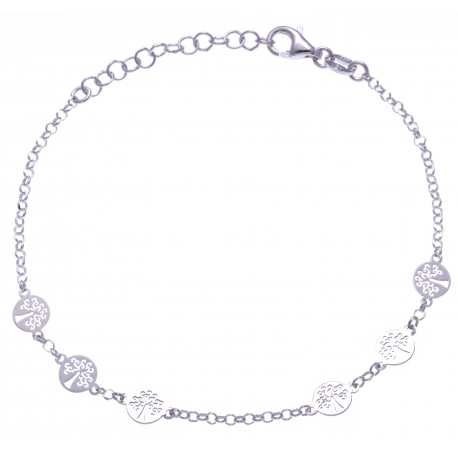 Bracelet argent rhodié 1,9g - 6 arbres de vies - 17+3cm