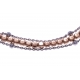 Bracelet argent rhodié 4,4g - 2 tons - rhodié et rosé - 2 fils - 17+3cm