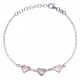 Bracelet argent rhodié 2,8g - 2 tons - curs rosés - 17+3cm