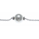 Bracelet argent rhodié 1,3g - boule nacre blanche - zircons - 17+3cm