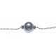 Bracelet argent rhodié 1,3g - boule nacre grise - zircons - 17+3cm