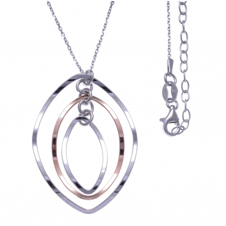 Collier argent rhodié 5,1g - 2 tons rosé et rhodié - 40+5cm