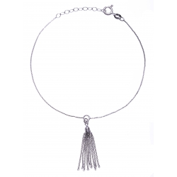 Chaîne cheville argent rhodié 2,6g - pampille - 22+3cm