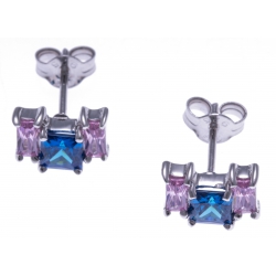 Boucles d'oreille argent rhodié 1,6g - zircons