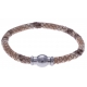 Bracelet acier Apollon - cuir véritable - impression peau de serpent rosé - fermoir Plug&Go - 18,5cm