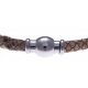Bracelet acier Apollon - cuir véritable - impression peau de serpent rosé - fermoir Plug&Go - 18,5cm